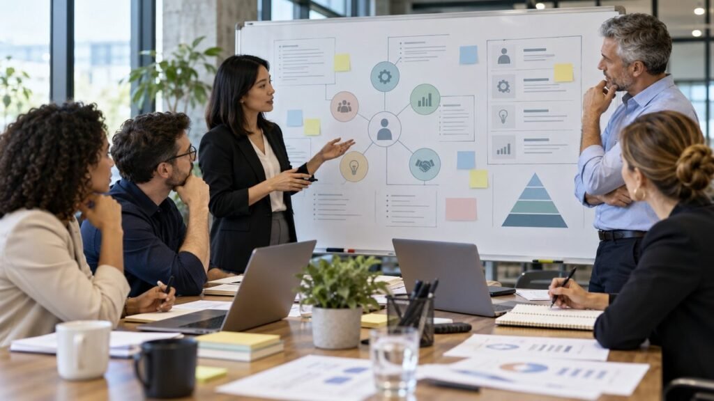 HR specialists and subject matter experts mapping role competencies