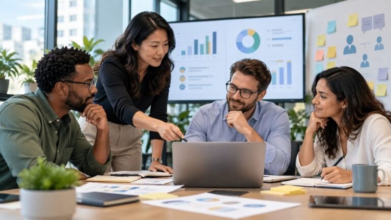 Employee experience professionals reviewing anonymous feedback and action plans