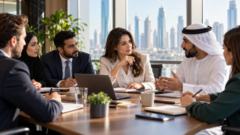 مدير جديد يستمع إلى فريق قائم ويقيّم طريقة العمل